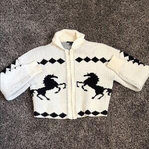 Forever 21 Cream and Black Patterned Sweater